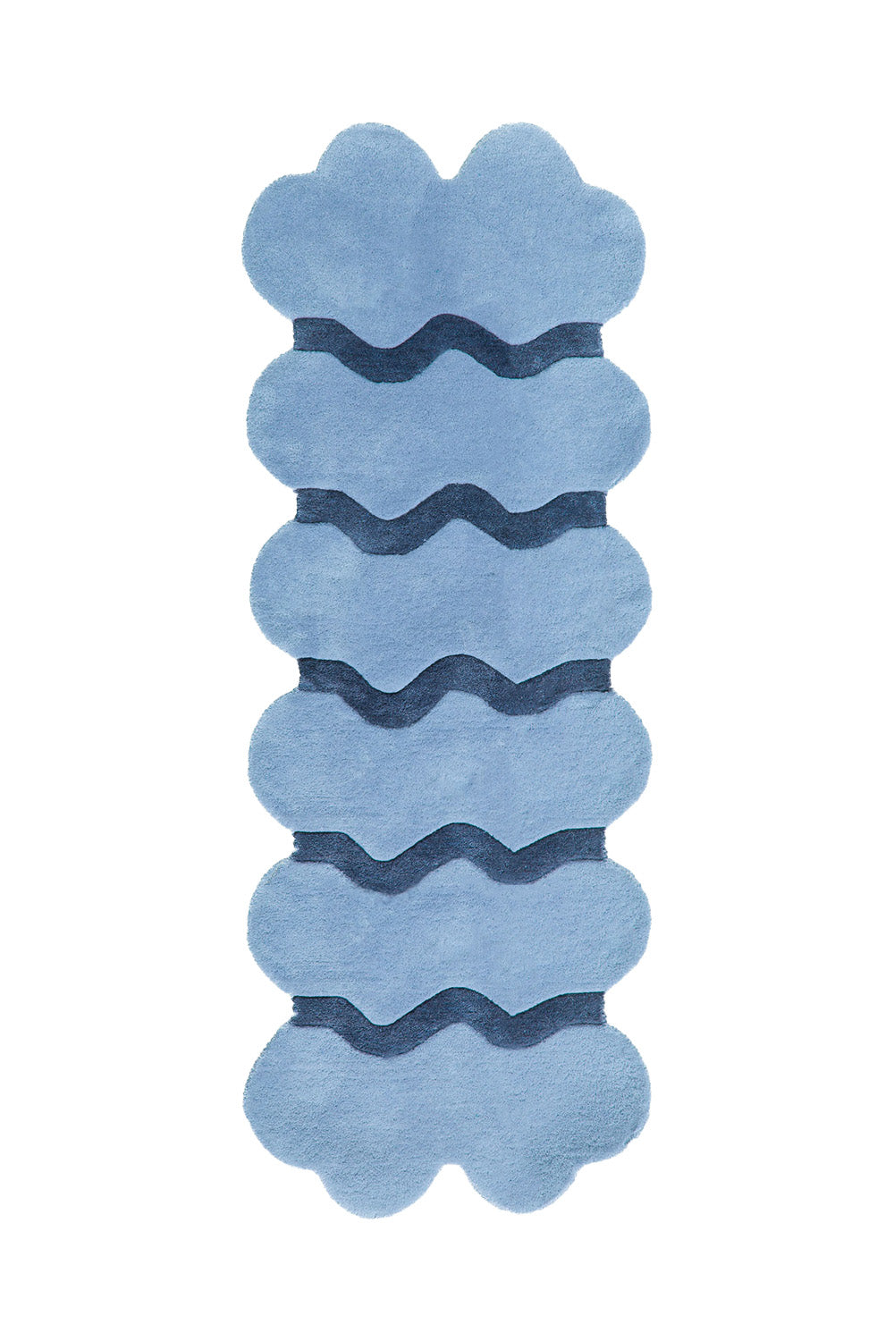 Sculpted Edge Hand Tufted Wool Runner Rug in Blue by Jubi