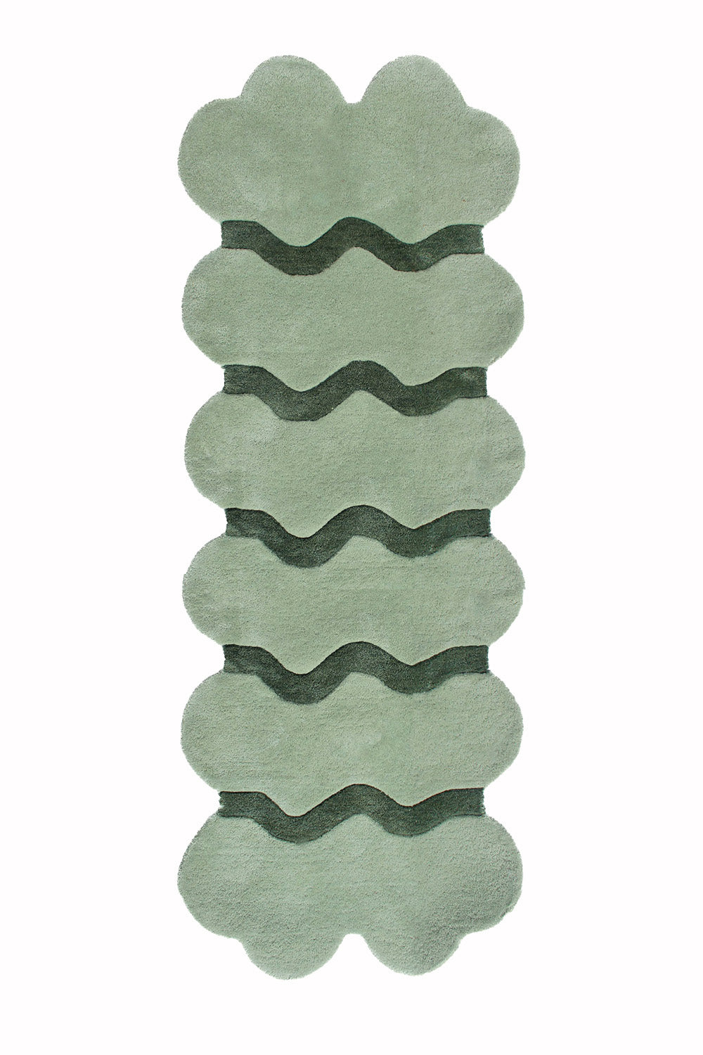 Sculpted Edge Hand Tufted Wool Runner Rug in Green by Jubi