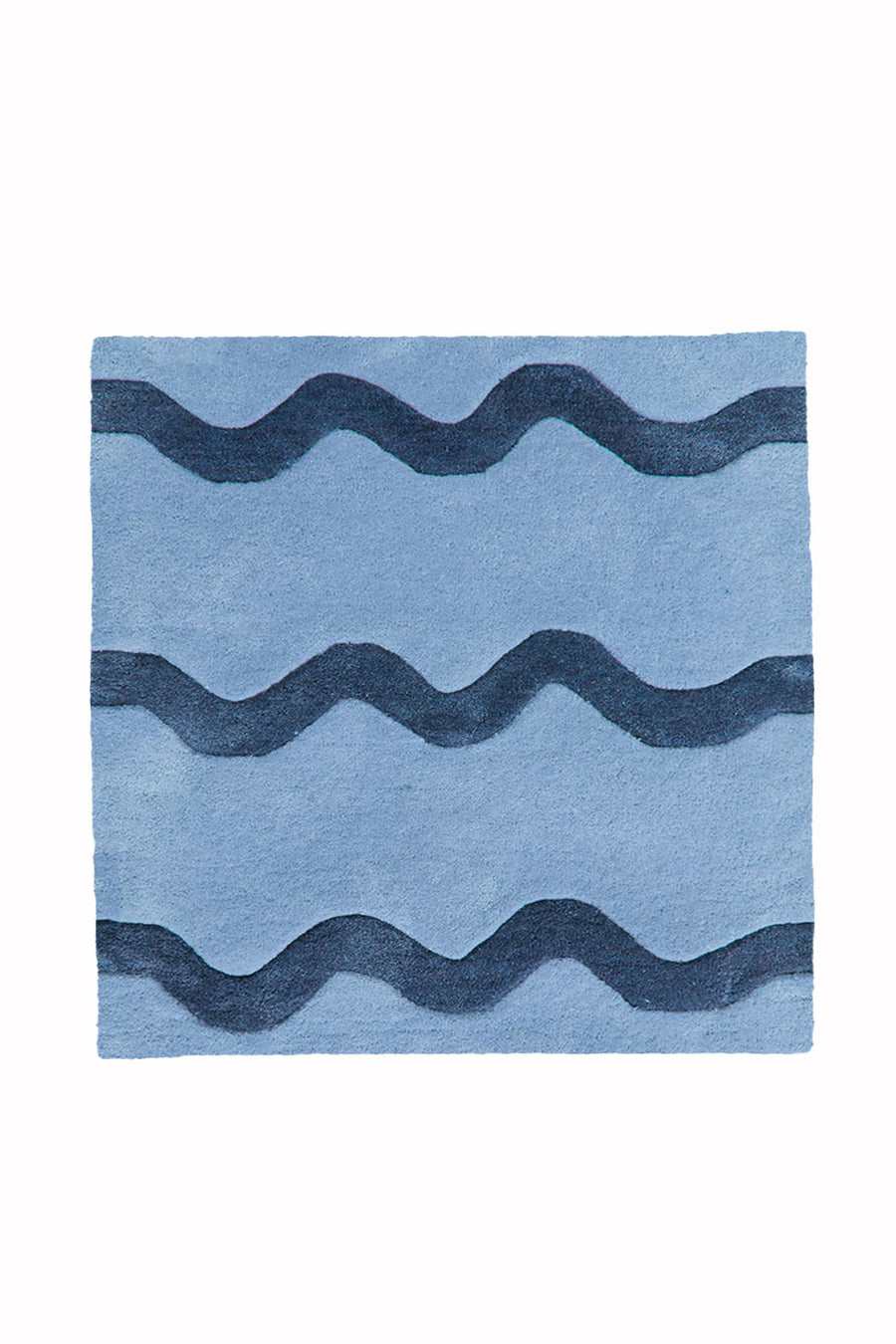 Squiggly Square Hand Tufted Wool Rug in Blue by Jubi