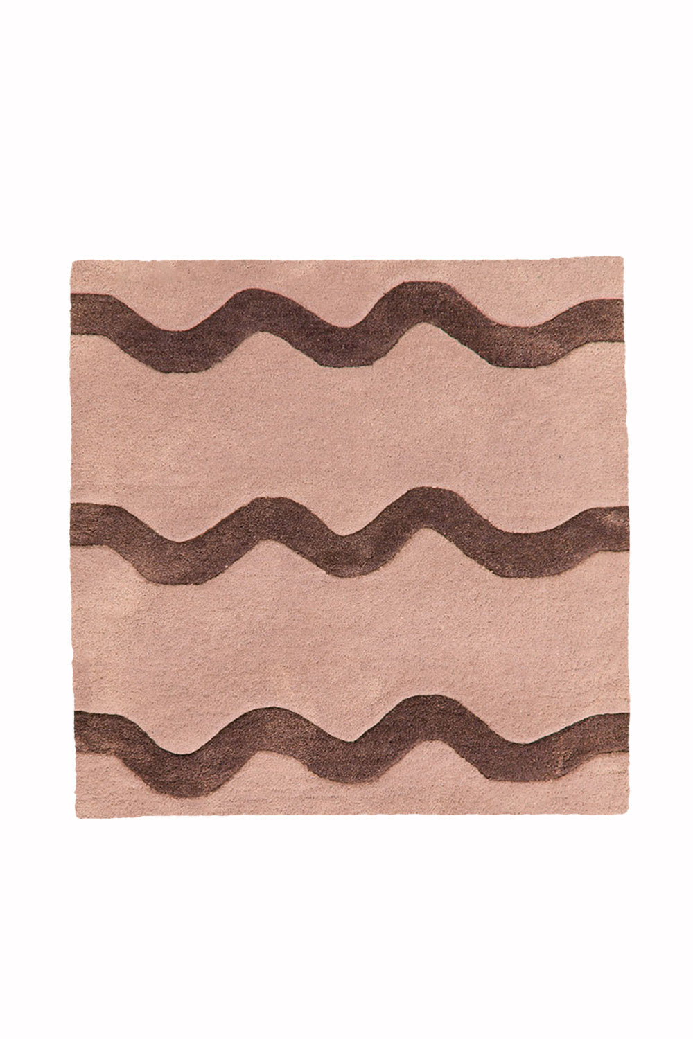 Squiggly Square Hand Tufted Wool Rug in Brown by Jubi