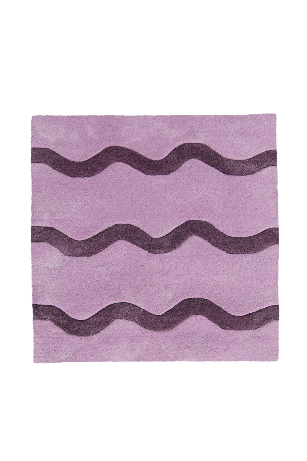 Squiggly Square Hand Tufted Wool Rug in Purple by Jubi