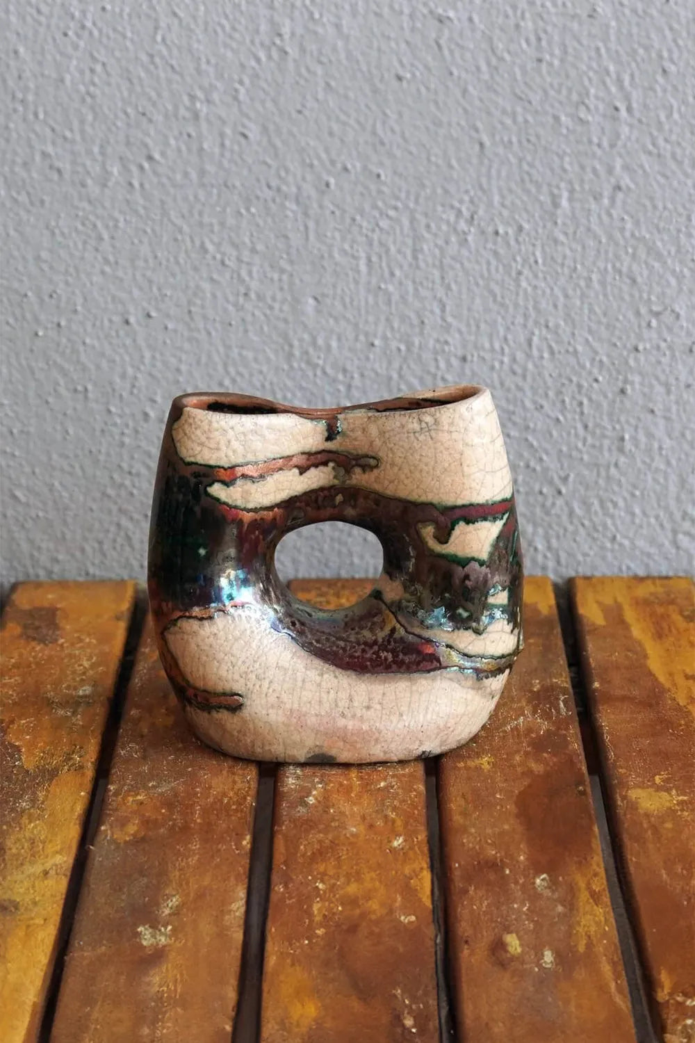 Dokutsu Unique Ceramic Raku Pottery Vase