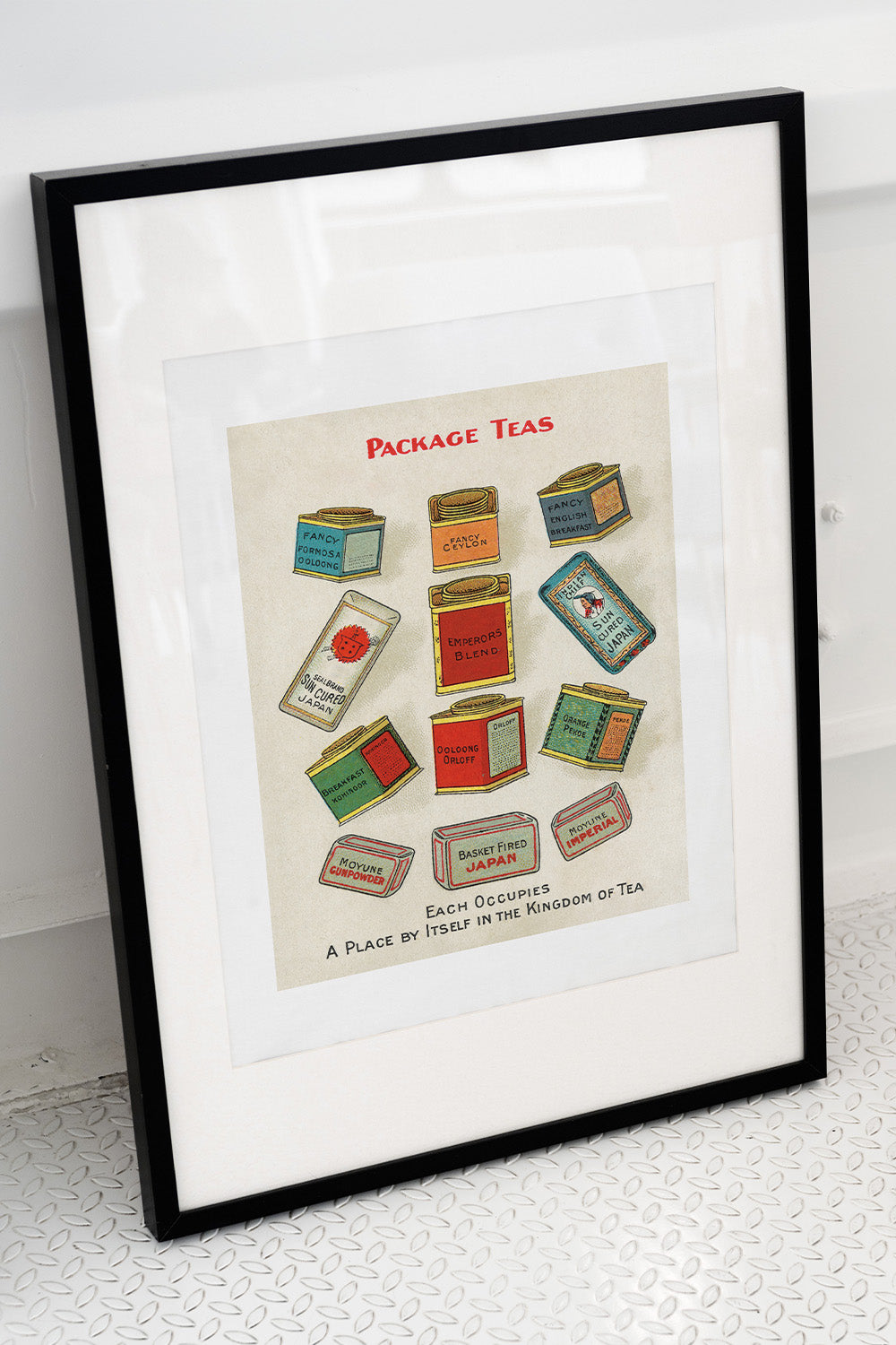 8x10 art print of a vintage Chase & Sanborn's package teas advertisement, with vivid colors and classic design.