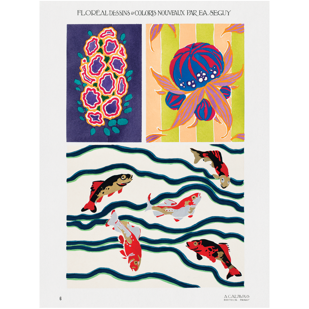 Archival-quality wall art print featuring koi fish swimming through stylized waves
