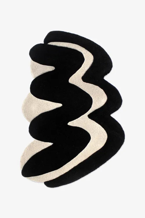 irregular shaped rug modern black and white