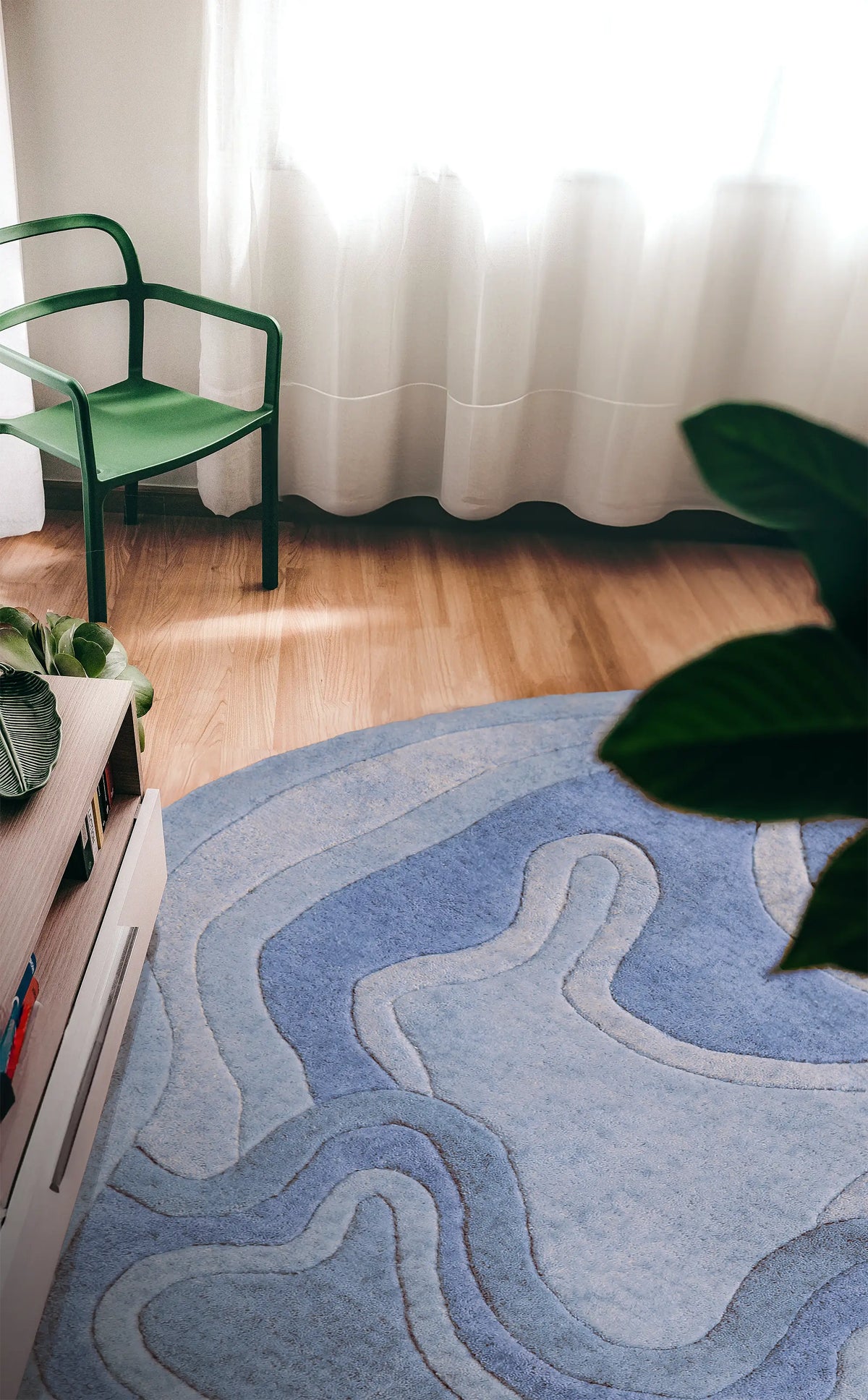 Rolling Rug Jubi Rolling Tides Organic Shaped Wool Rug Modern Hand Tufted Irregular ...