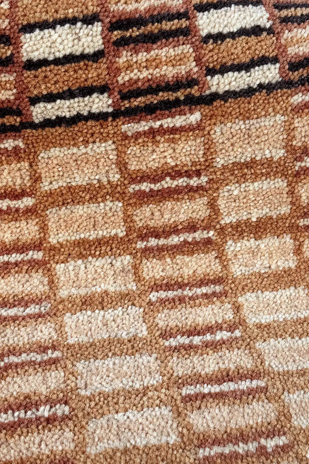 Close-up of woven wool checkerboard pattern with natural texture, perfect for luxury living rooms, dining spaces, and organic modern design