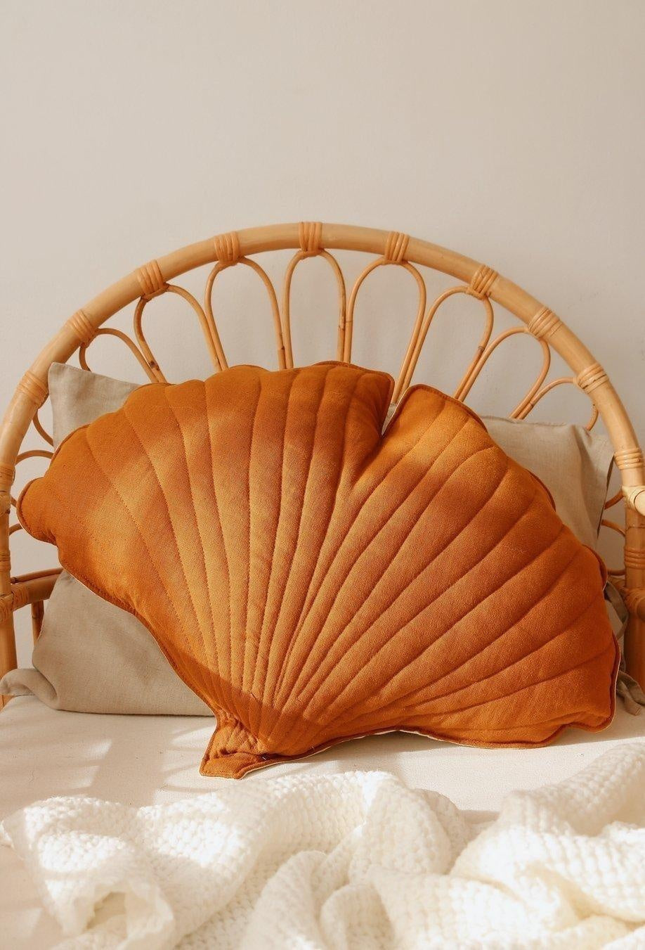 Gold Linen Ginkgo Leaf Unique Throw Pillow
