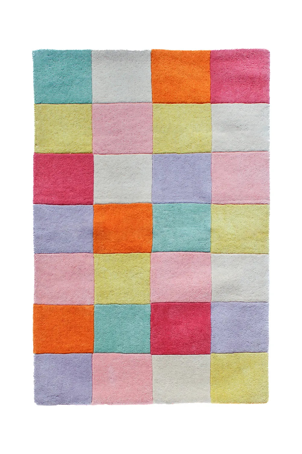 Colorful Checkerboard: Modern Geometric Hand Tufted Wool Rug