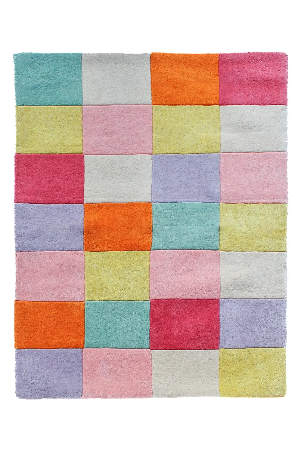 Jubi Colorful Checkered Wool Rug 100% New Zealand Wool Hand Tufted Rug ...