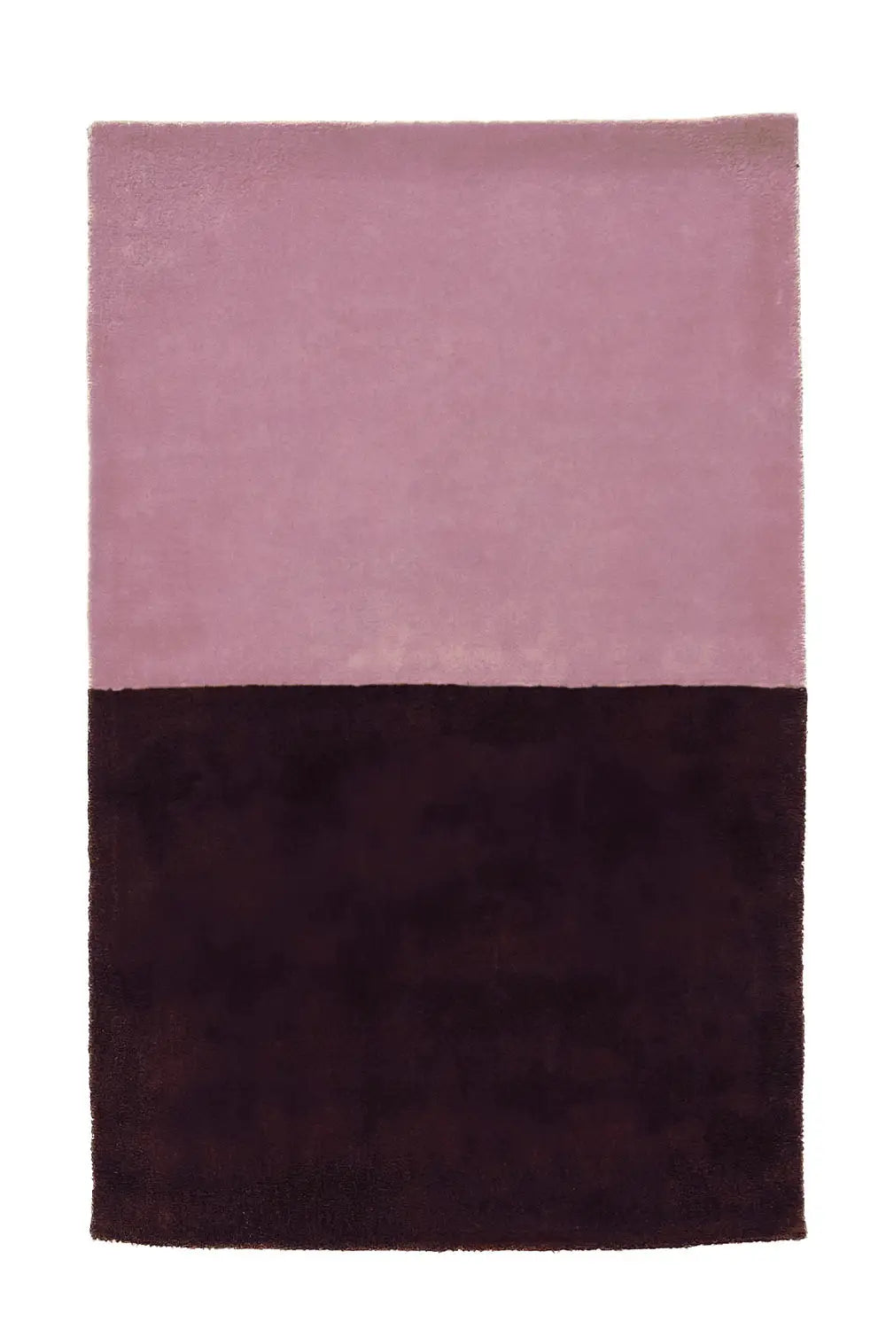 Handmade wool rug in pink and burgundy, perfect for a contemporary bedroom