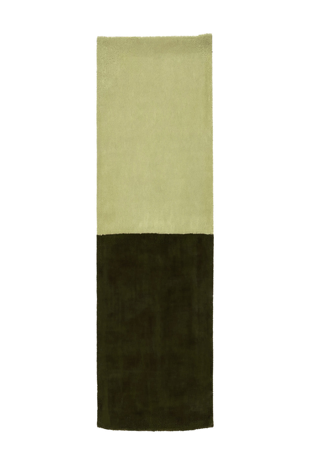 Classic Color Block Hand Tufted Wool Runner Rug in olive