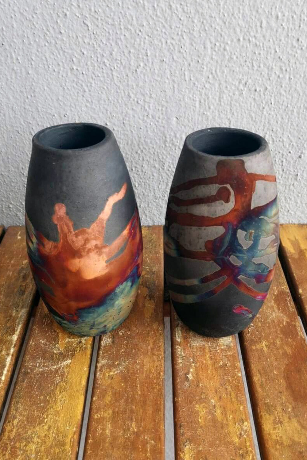 Colorful Raku Technique Ceramic Vases