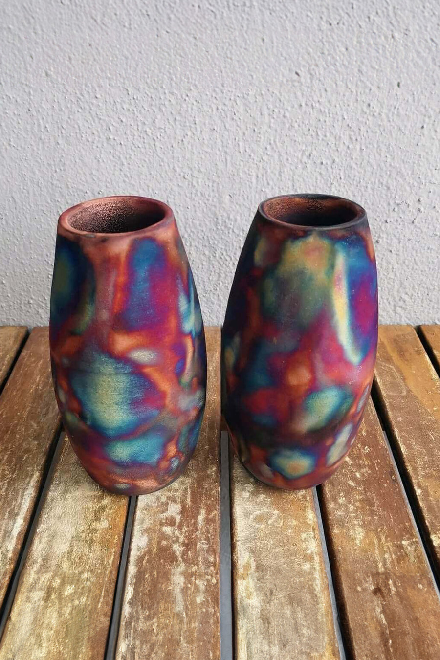 Colorful Raku Technique Ceramic Vases