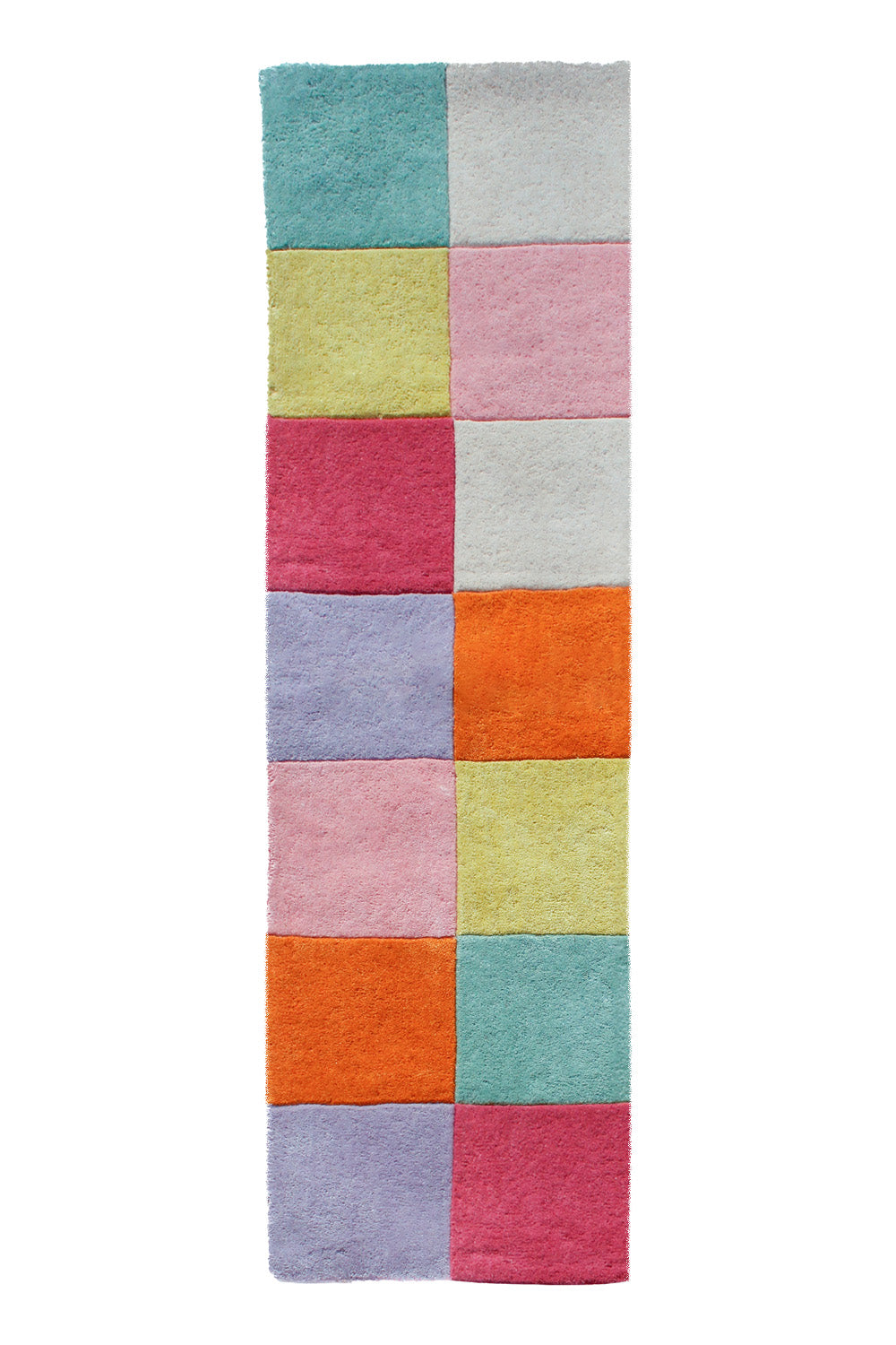 Colorful Checkered Hand Tufted Wool Runner Rug