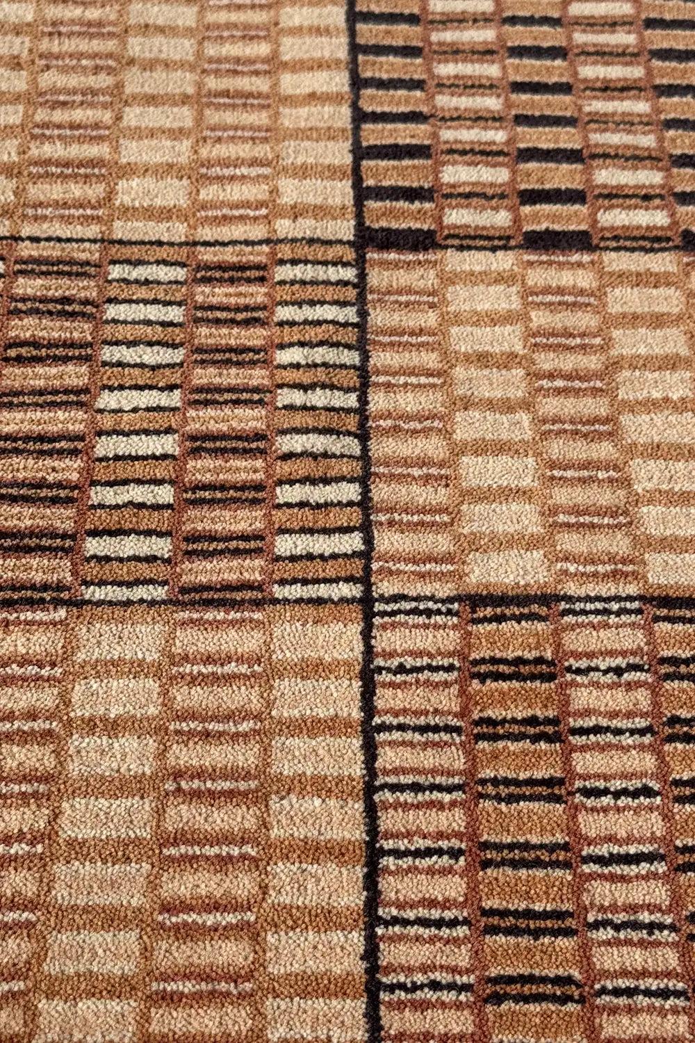Brown Checkered Style Rug Ruggable Brown and Tan Checkered Grid Hand Knotted Wool Rug Modern Rugs · JUBI
