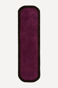 a contour edge hand-tufted wool runner in wine and espresso, shown flat from above