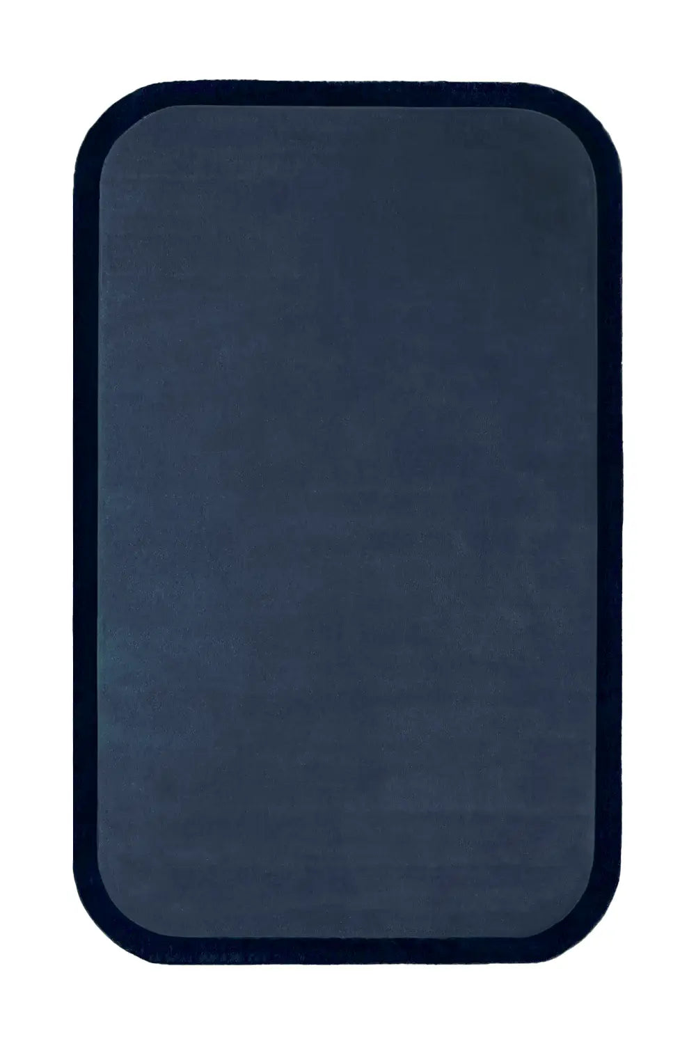 Contour Edge Wool Rug with Rounded Design and Rich Blue Tones