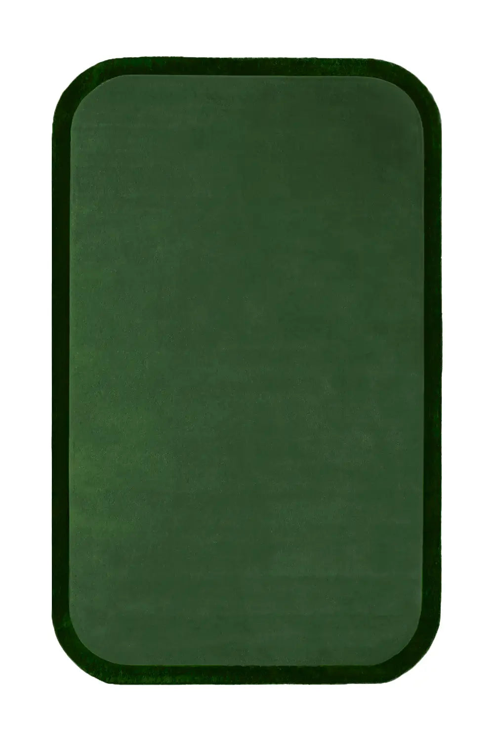 Contour Edge Wool Rug with Rounded Design and Rich Green Tones