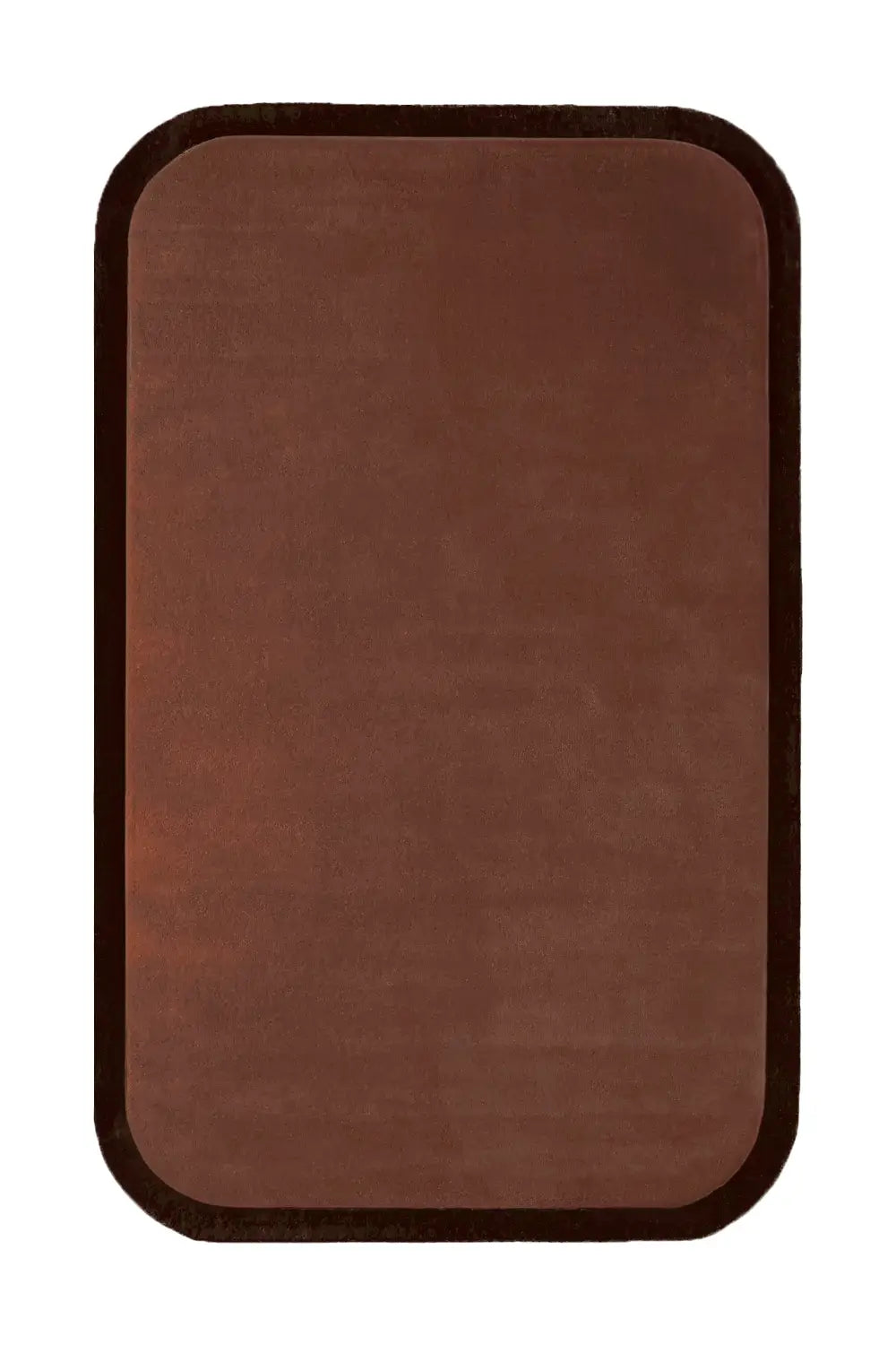 Contour Edge Wool Rug with Rounded Design and Rich Brown Tones