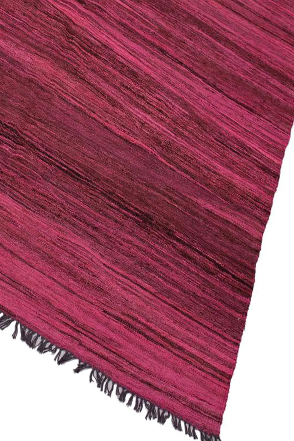 artisan-crafted tribal pink throw wool rug, ideal for a statement floor piece with fringe