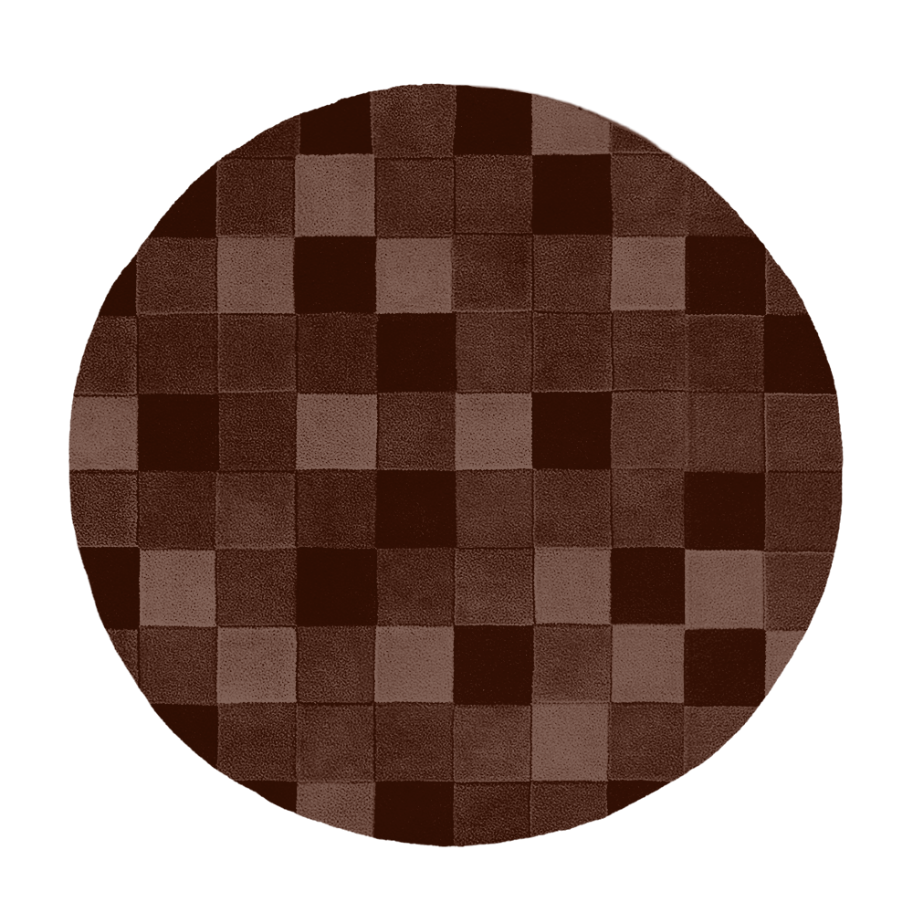 Customizable Tonal Checkered Round Hand-Tufted Wool Rug