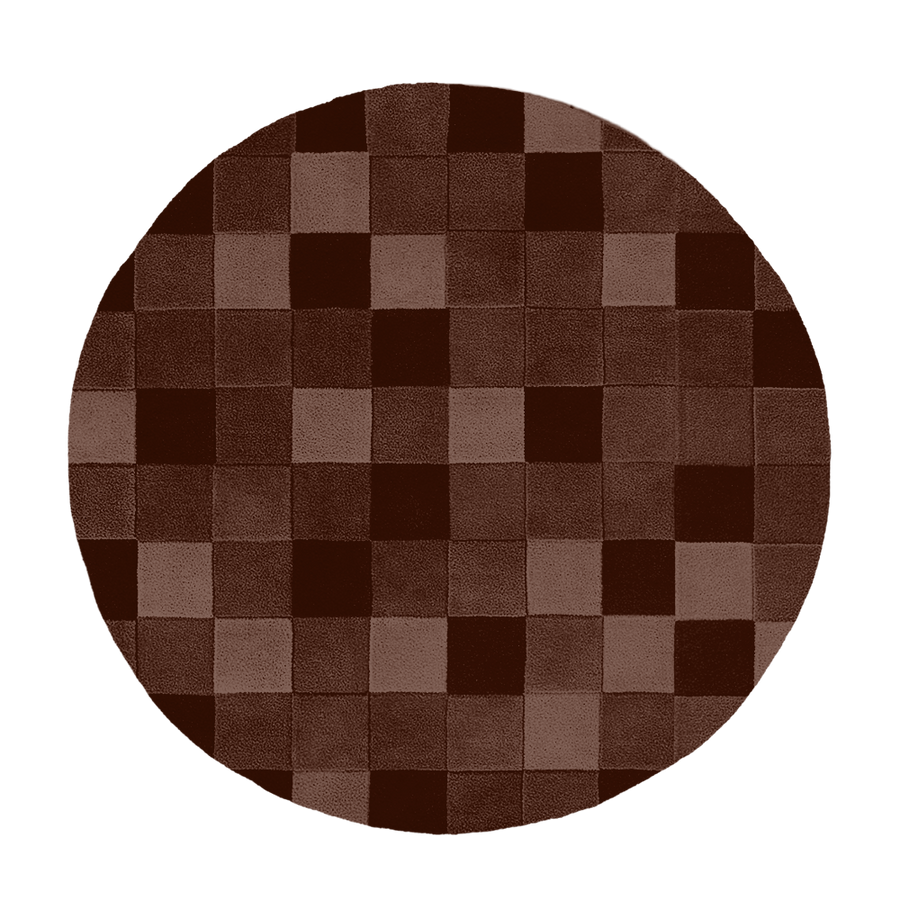 Customizable Tonal Checkered Round Hand-Tufted Wool Rug
