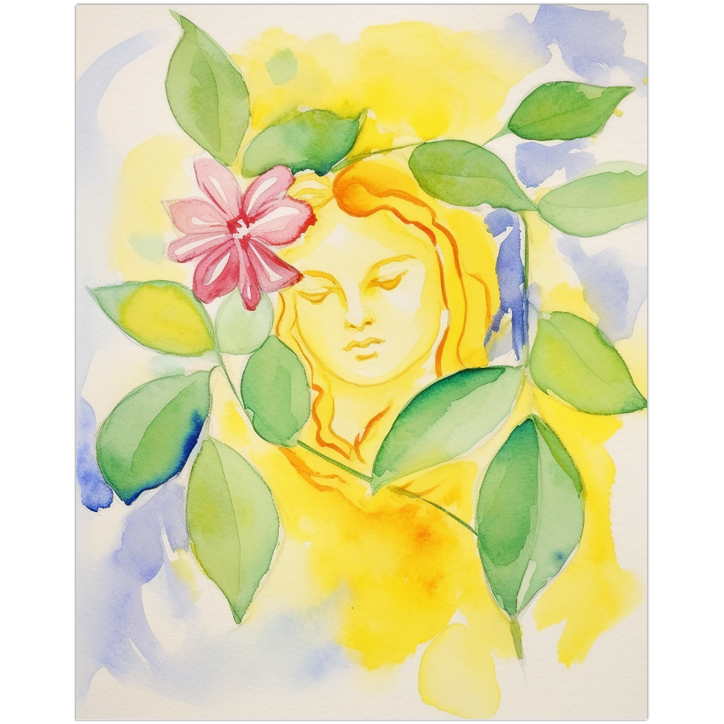 Watercolor art print of a woman inspired by lemon hues - Lemon Veil from the Fruit Whisperings series by Cassie Dagostino