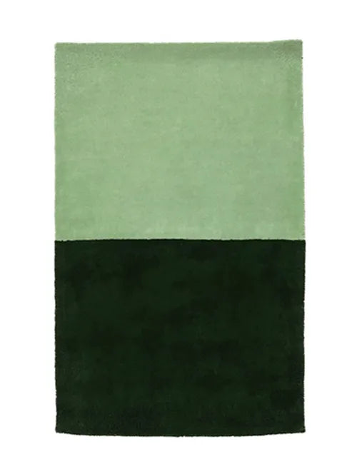 Sage green and forest green modern wool rug, colorful boho living room rug