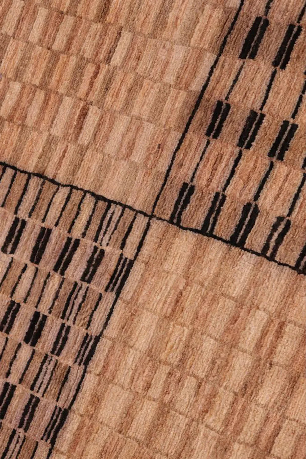 Modern checker grid pattern on a luxurious wool rug.