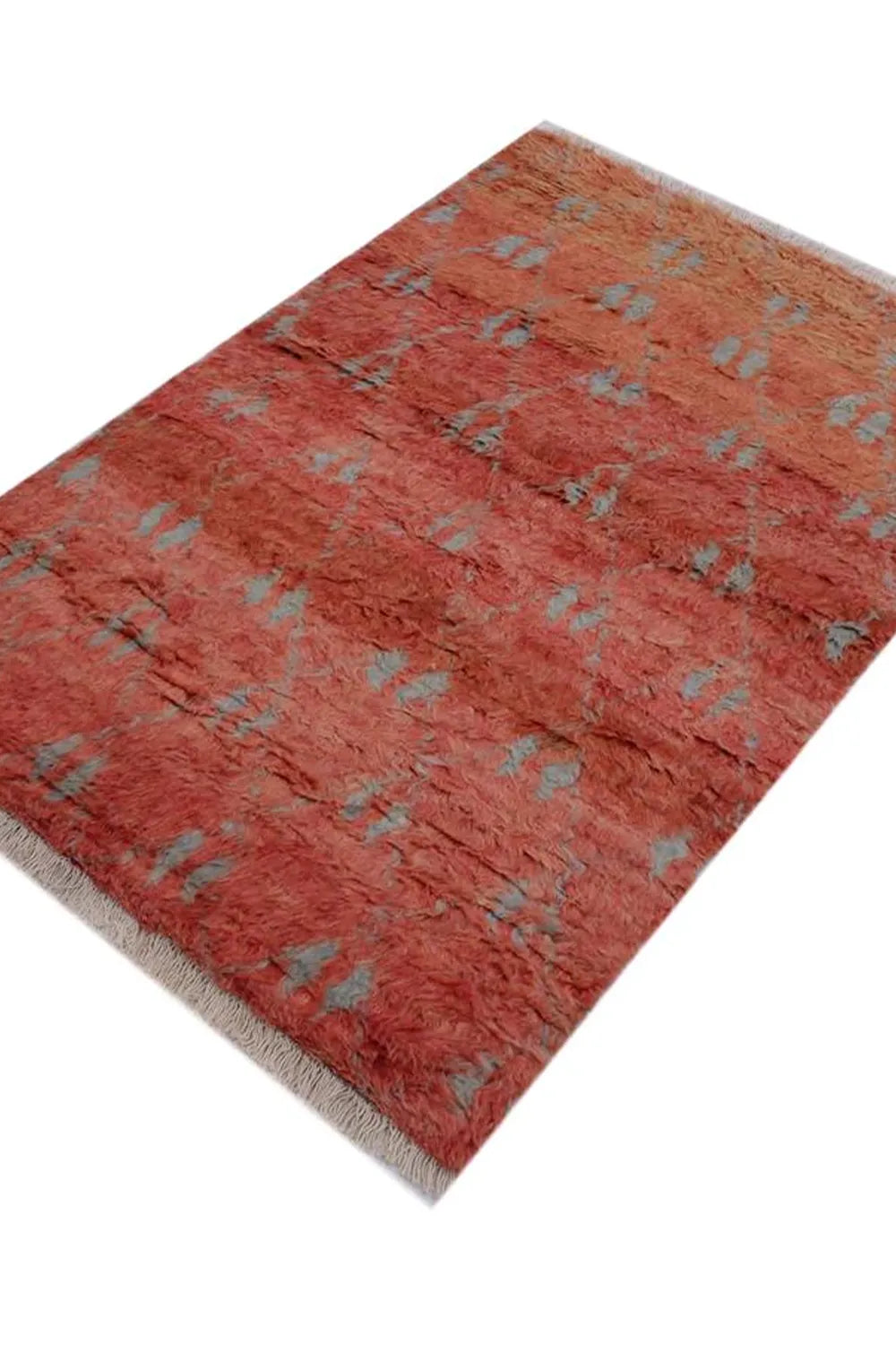 Diamond Pattern Orange Rug Terracotta Diamond Moroccan Shag Wool Rug Modern Boho Rugs · Jubi Rugs