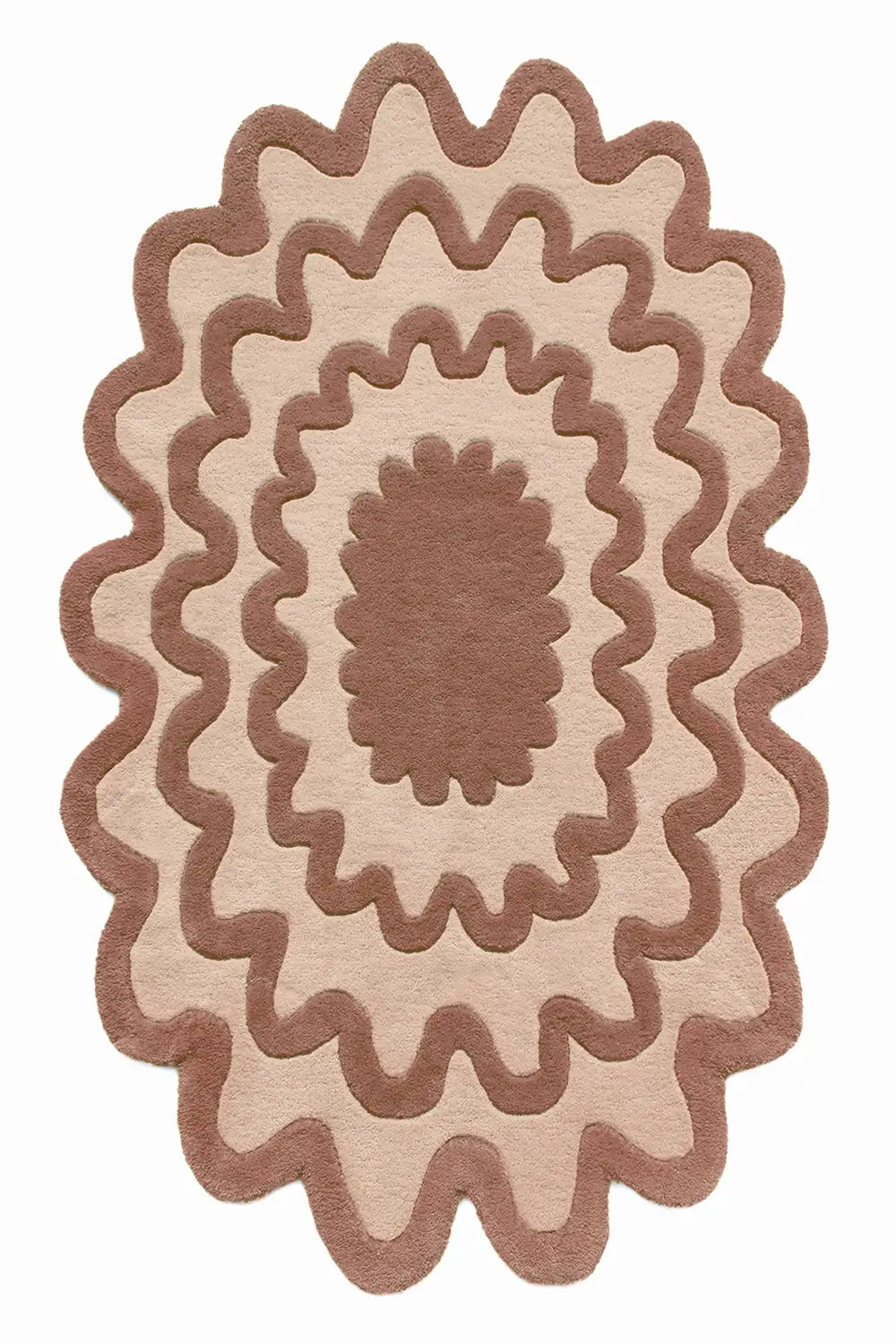 Burst Oval Hand Tufted Wool Rug brown tan neutral