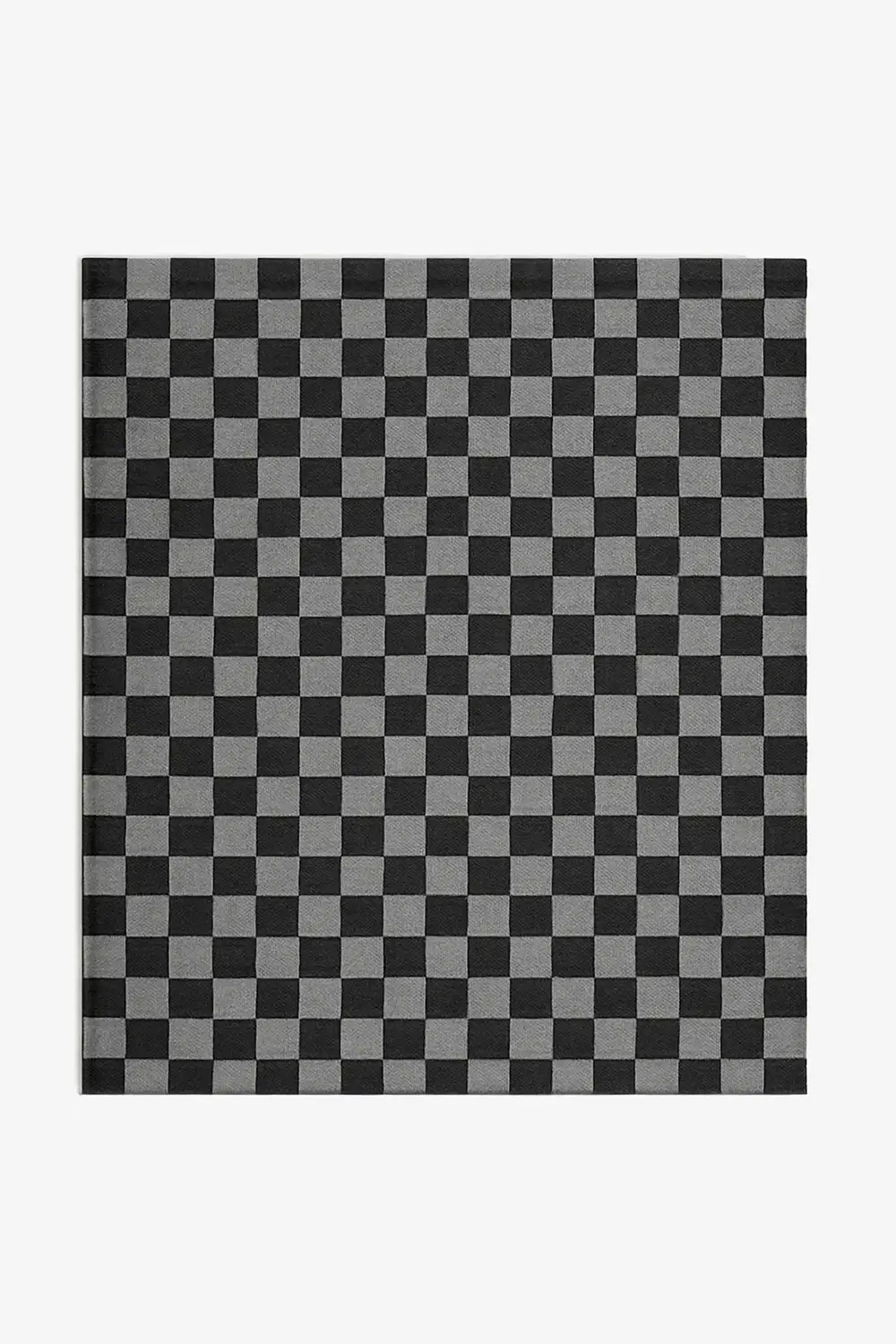 black and gray checkered wool rug