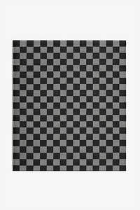 black and gray checkered wool rug