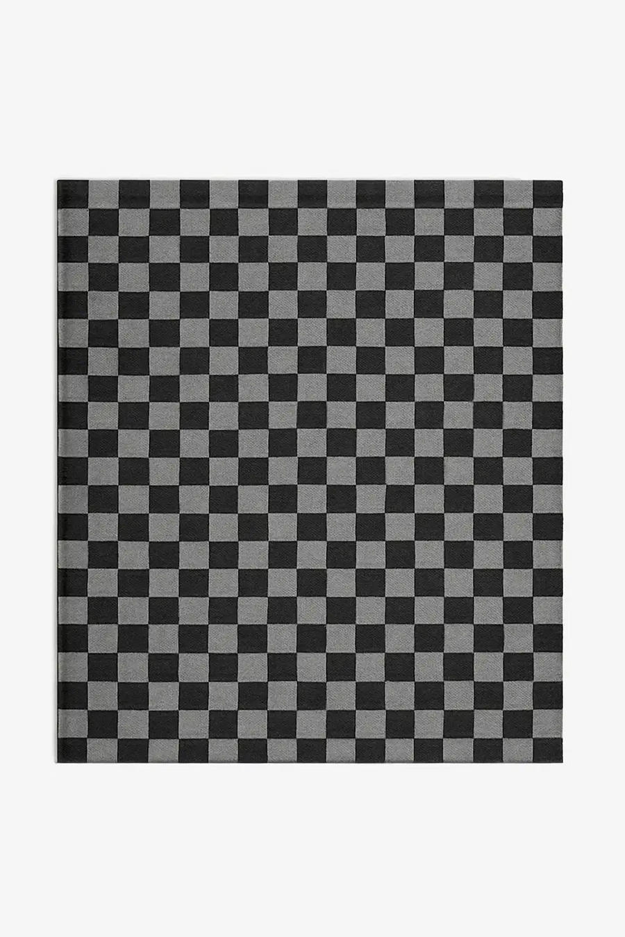 black checkered wool rug hand woven from premium wool with low profile flatweave