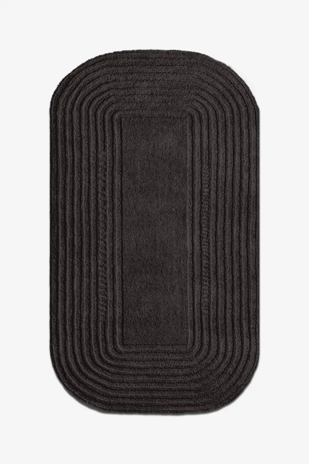 black oval wool rug textured japandi design