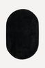 Black Oval Hand-Tufted Wool Rug