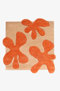 custom square rug with large petals