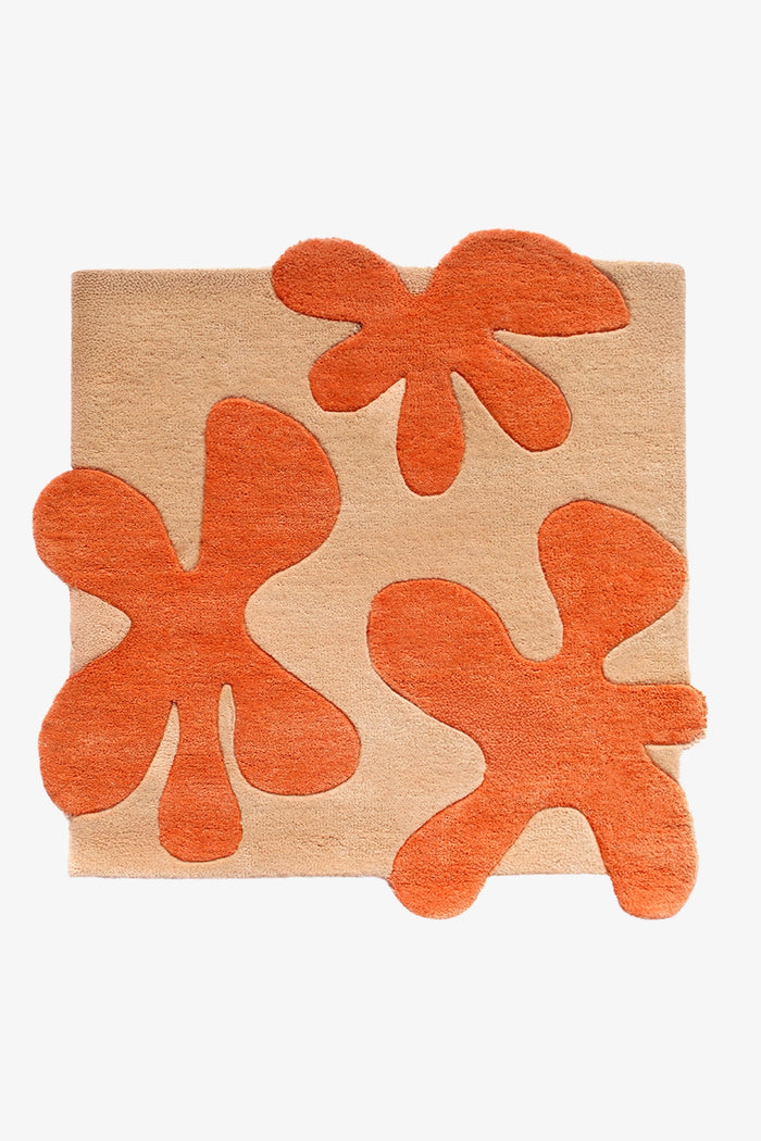 custom square rug with large petals