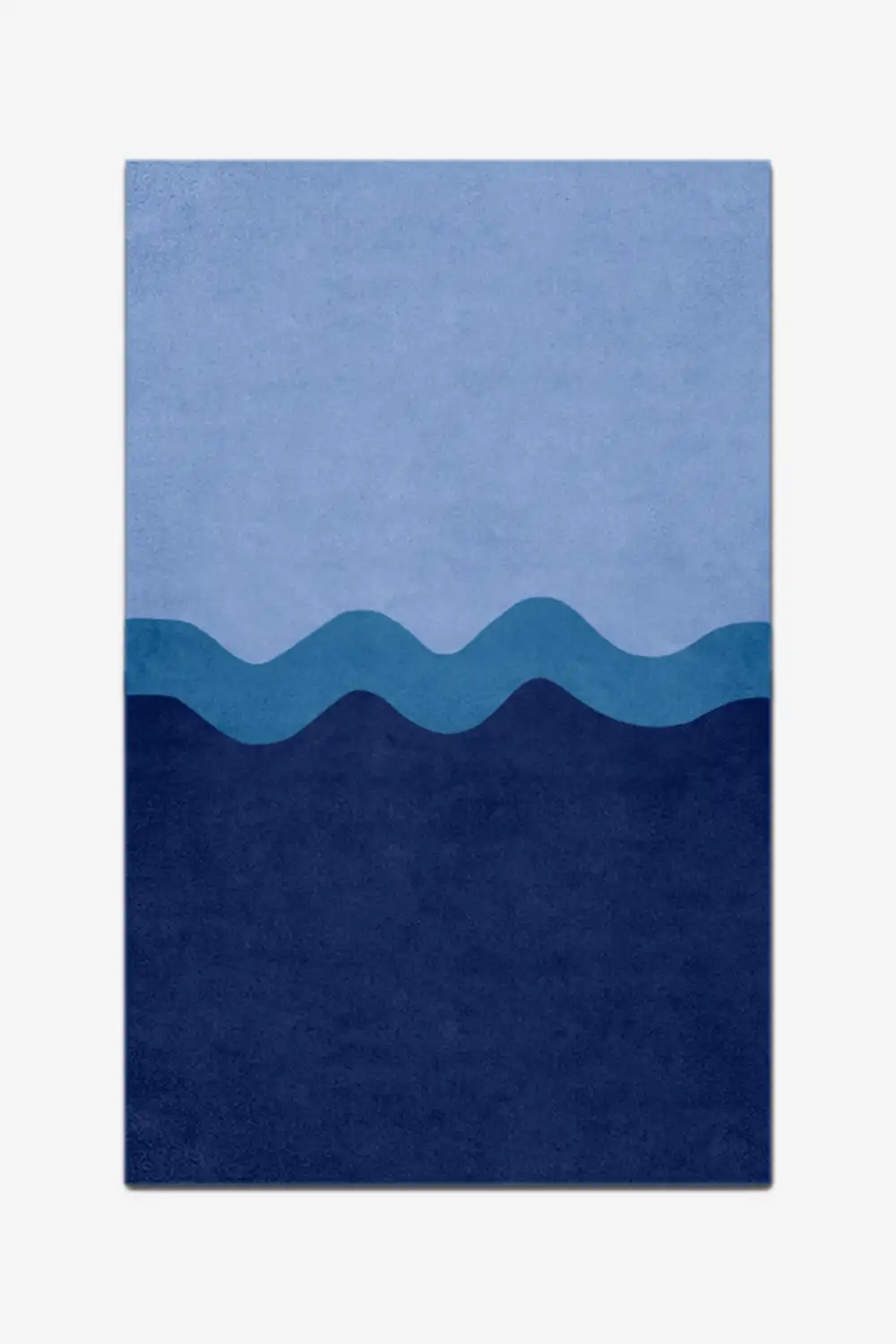 Rug with wavy blue pattern on a white background