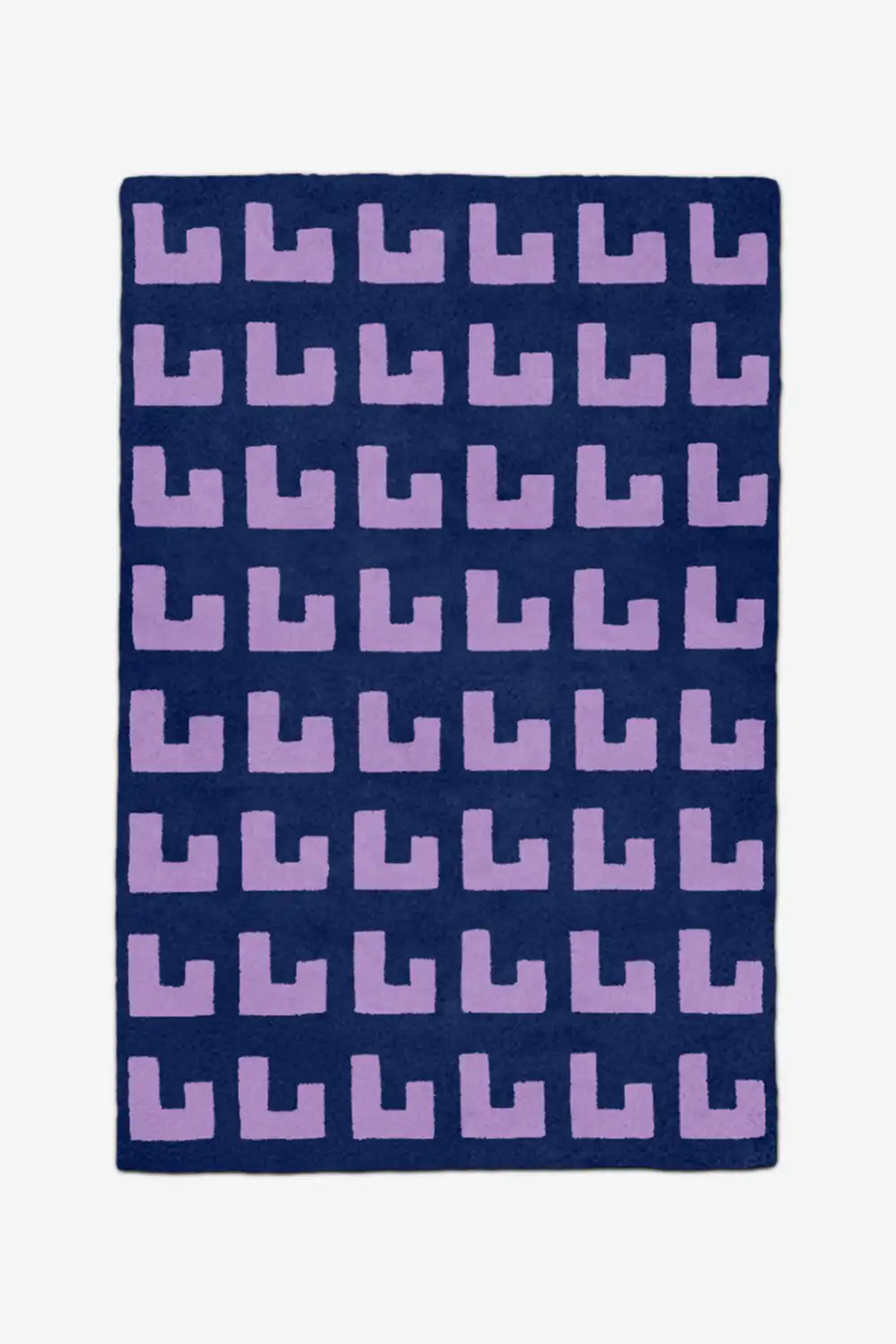 blue and purple modern wool rug 8x10 geometric pattern