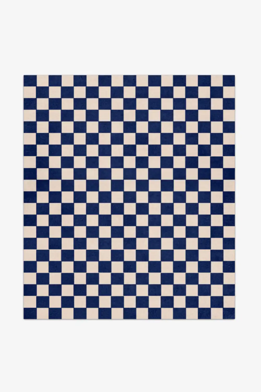 blue and white checkered wool rug