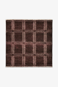 Boxstep Bold Grid Hand-Knotted Square Wool Rug