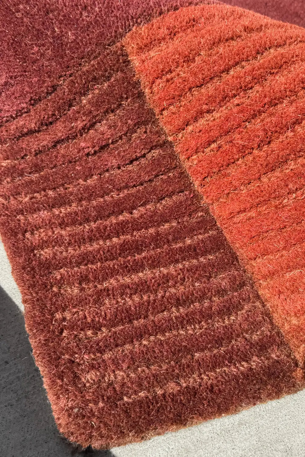 Terracotta Block Hand Tufted Wool Runner Rug