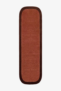 Brown runner rug with rounded chocolate edge, minimalist modern wool runner 2x6