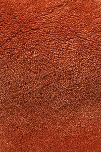 Close-up of burnt orange wool rug texture