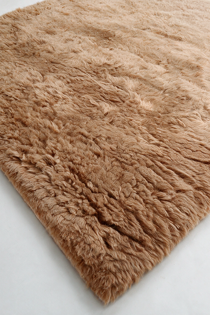 Camel Hand-Knotted Shag Wool Rug
