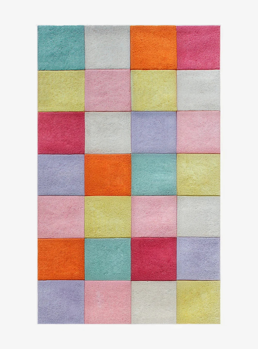 Customizable Colorful Checkered Hand-Tufted Wool Rug