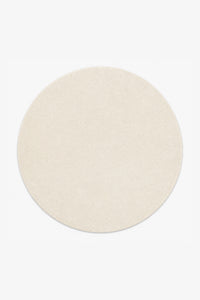 Cream Round Hand-Tufted Wool Rug