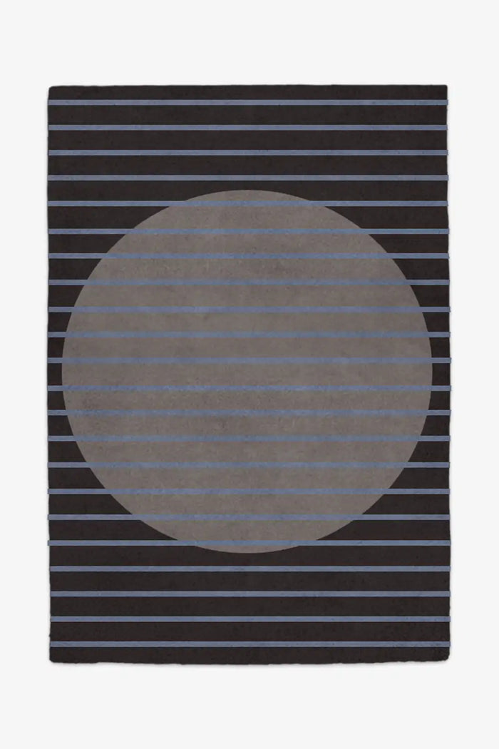 custom wool rug with black and gray modern striped design